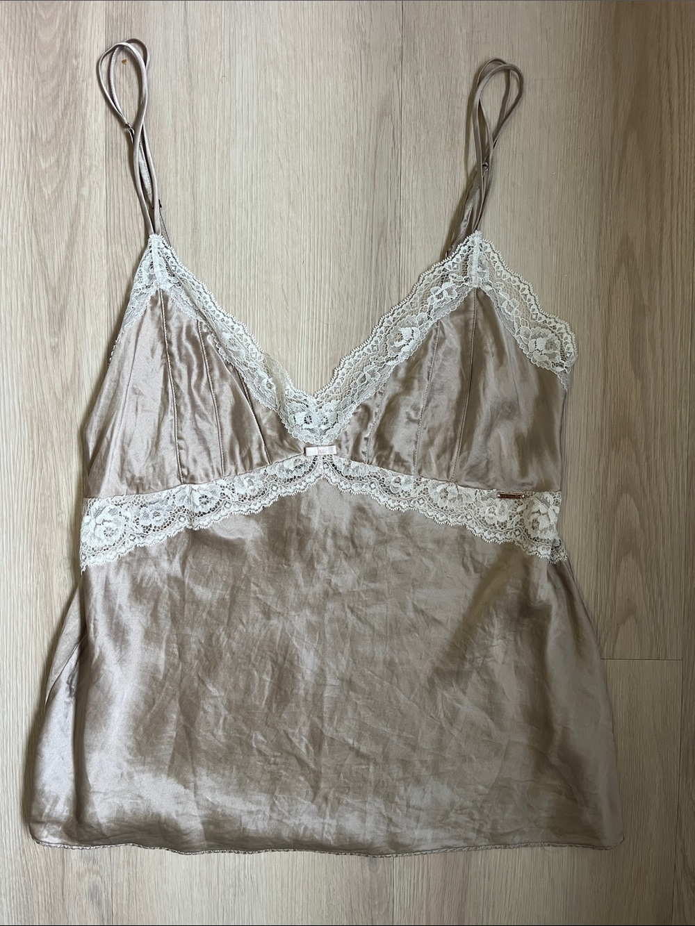 Rosie Exclusively for M&S Silk Champagne Babydoll Camisole Lace Trim Large